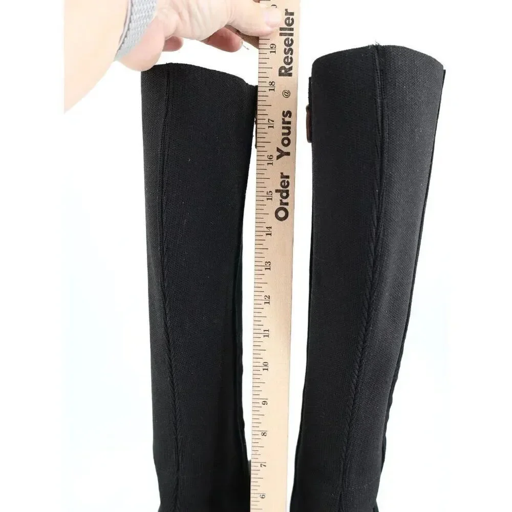 Gentle Souls by Kenneth Cole Dionne Black Suede Knee High Boots Block Heel 9.5